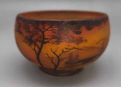 PEYNAUD : small pâte de verre bowl decorated...