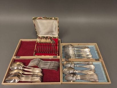 Part of a silver-plated menagère
Decorated...