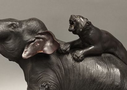 JAPAN, Meiji period (1868-1912) Barking elephant,...