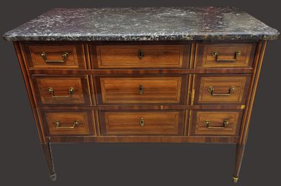 Louis XVI chest of drawers with three drawers,...