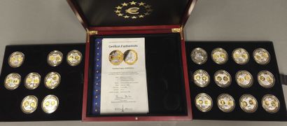 Set of 20 silver and gold-plated coins 
The...