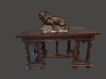 Gothic walnut table incorporating antique...
