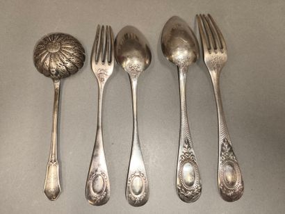 Minerva silver lot including 3 timbales,...