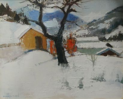 Dominique DALL'AGNOL (born 1931) 
Snowy landscape
Oil...