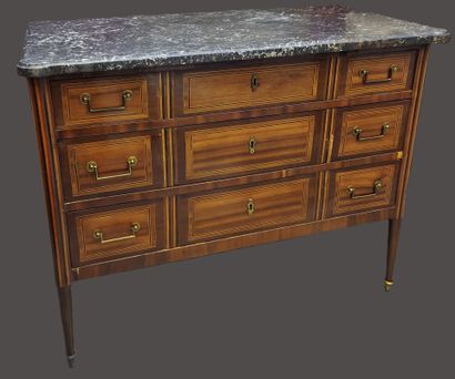 Louis XVI chest of drawers with three drawers,...