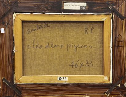 Paul AMBILLE (1930-2010) 
Two pigeons
Oil...