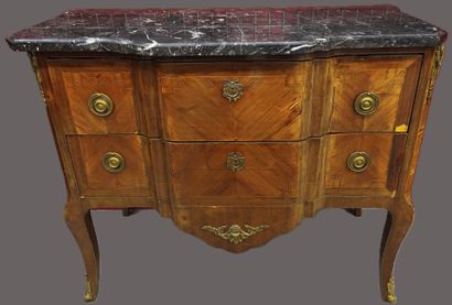 Transitional wood veneer chest of drawers...