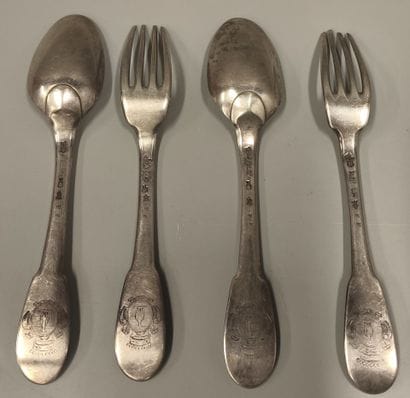 Two pieces of silver flatware (Angers 1730-1747)
Letter...