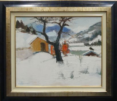 Dominique DALL'AGNOL (born 1931) 
Snowy landscape
Oil...