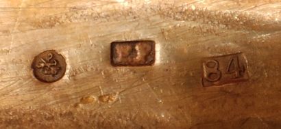 Flat silver case engraved with scrolls and...