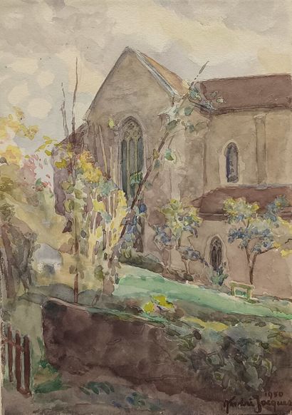 André JACQUES (1880-1960)
Paysage à l'église...