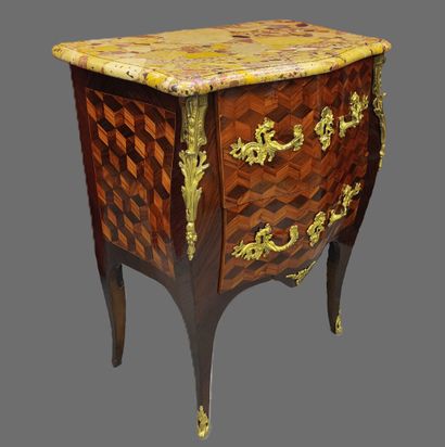 Louis XV-style small curved commode, stamped...