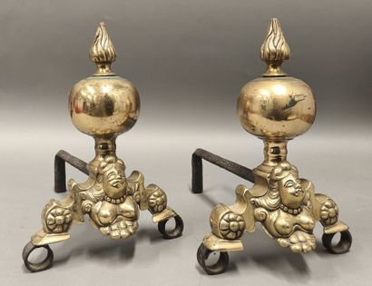Pair of ormolu andirons, 18th century
H....