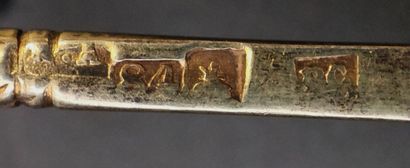 Two small vermeil spoons with different decorations,...