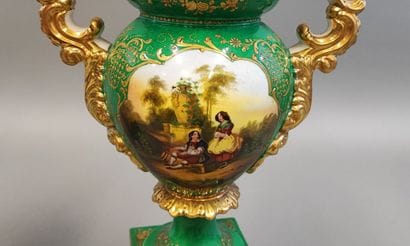 Pair of Paris porcelain vases of baluster...