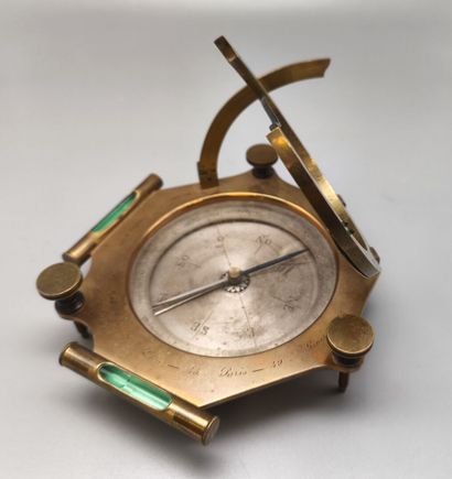 Brass equatorial sundial compass with hour...