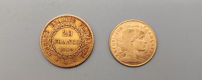 Gold coin 20 francs or au génie Paris 1849...