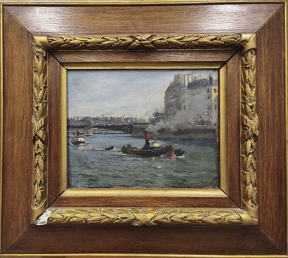 Paul JOBERT (1863 - 1942). The Seine in Paris
Oil...