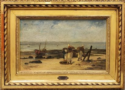 Léon Albert HAYON (1840-1885). Kelp gatherers
Oil...