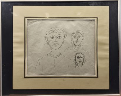 Pierre TAL-COAT (1905-1985). Study of Faces
Ink...