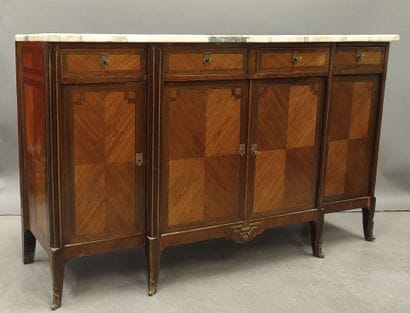 Drop-front sideboard in frieze veneer opening...