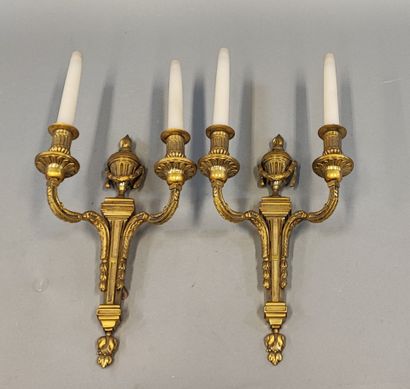 Pair of ormolu sconces with two arms of light...