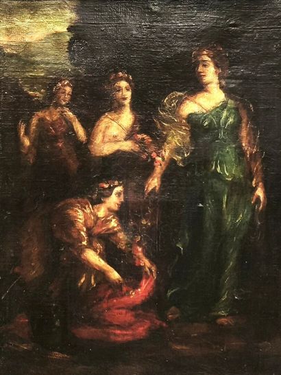 School of the XIXth century. Young women...