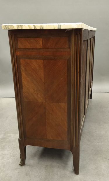 Drop-front sideboard in frieze veneer opening...
