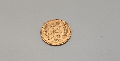 Gold coin 20 francs or Tunisie 1901. 
Weight...