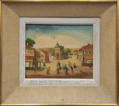 Jean FOUS (1901-1971), naive school. Street...
