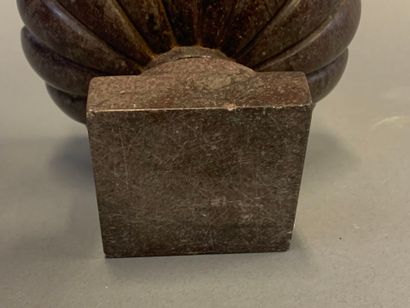 Marble vase on pedestal with gadroons. 
H....