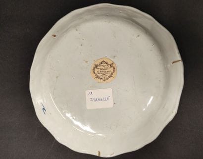 ROUEN 18th century. Earthenware plate with...