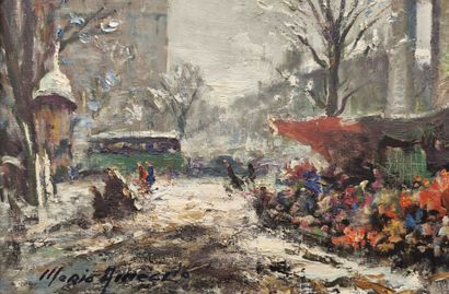 Mério AMEGLIO (1897-1970). Flower market...