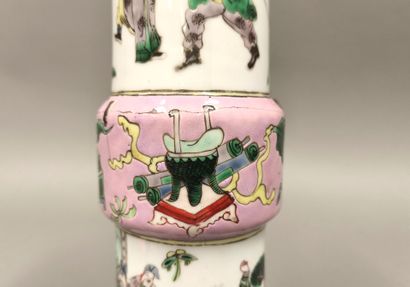 CHINA. Two bulging tube vases of Gu form...