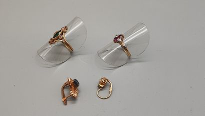 Small ring in gold (750) set with two small...