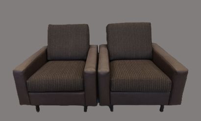 Pair of armchairs upholstered in skai and...