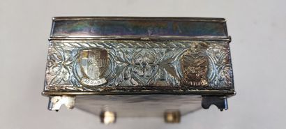 MALAYSIA. Wooden case covered with silver...