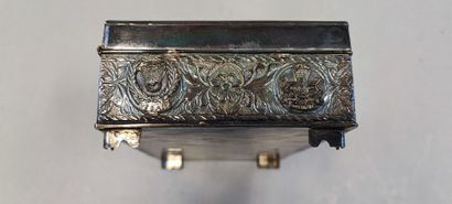 MALAYSIA. Wooden case covered with silver...