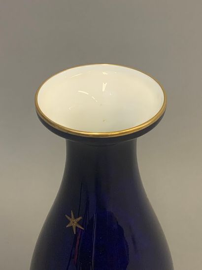 SEVRES. Baluster-shaped vase with gilded...