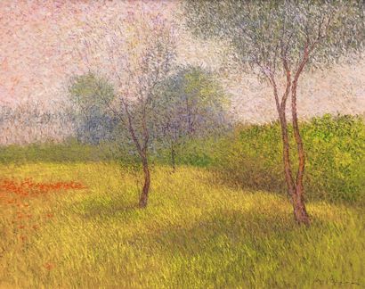 Jean VOLLET (1935-2015). Landscape with poppies
Oil...