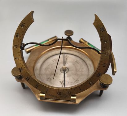 Brass equatorial sundial compass with hour...