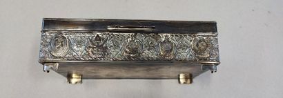 MALAYSIA. Wooden case covered with silver...