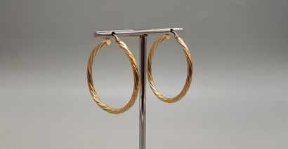 Pair of twisted creole earrings in yellow...