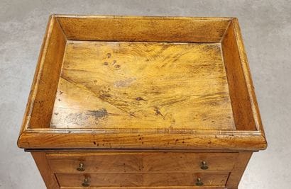 Light wood bowl table, lyre base. Charles...