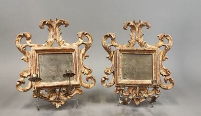 Pair of Venetian-style two-armed sconces...