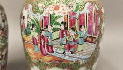 CHINA, Canton. Pair of large vases decorated...