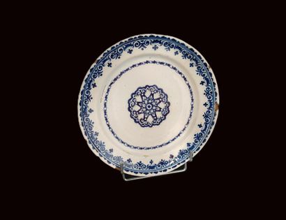 ROUEN 18th century. Earthenware plate decorated...