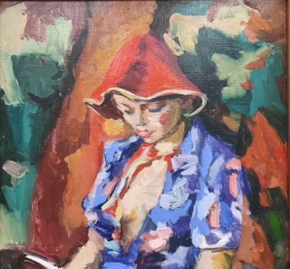 Pierre CORNU (1895-1996). Seated young girl
Oil...