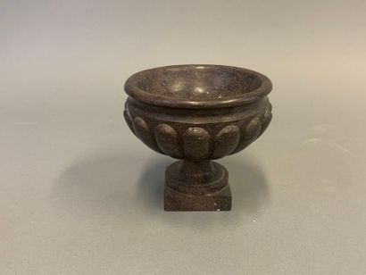 Marble vase on pedestal with gadroons. 
H....