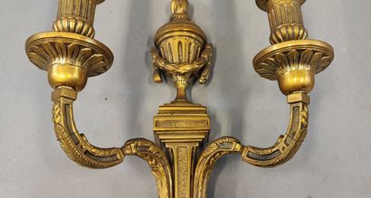 Pair of ormolu sconces with two arms of light...